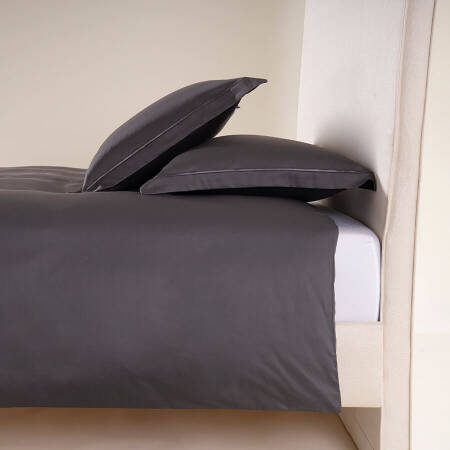 %100 Pamuk Saten Nevresim Seti 160x220 cm Antrasit - Lia Serisi - 1