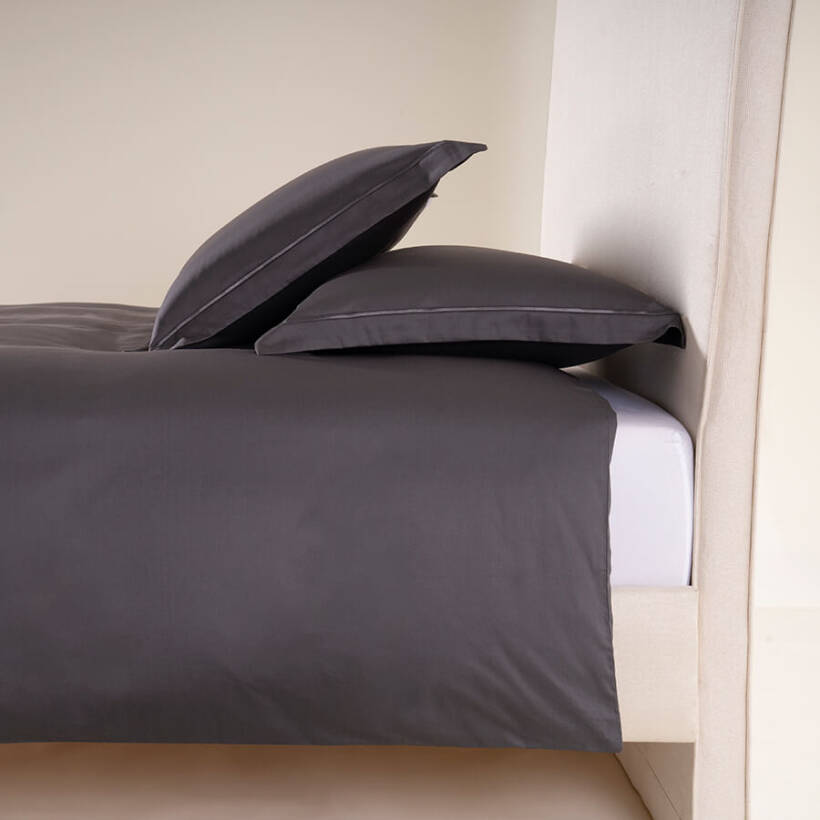 %100 Pamuk Saten Nevresim Seti 260x240 cm Antrasit - Lia Serisi - Penelope