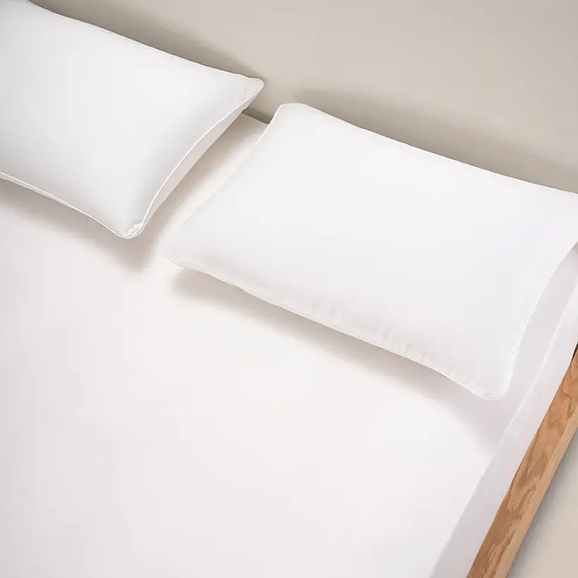 %100 Pamuk Saten 2'li Yastık Kılıfı Beyaz 50x90 cm - Lia Serisi - 