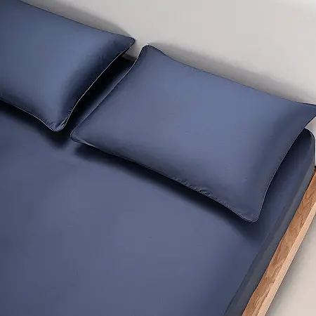 %100 Pamuk Saten 2'li Yastık Kılıfı Lacivert 50x90 cm - Lia Serisi - 2