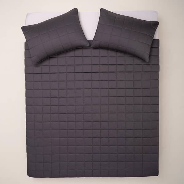 %100 Pamuk Saten Yatak Örtüsü 300x280 cm Antrasit - Lia Serisi - Penelope