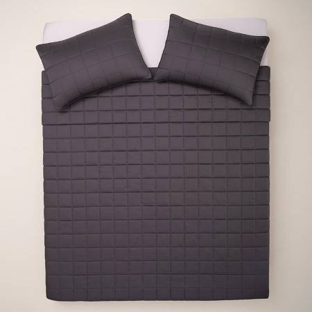 %100 Pamuk Saten Yatak Örtüsü 260x240 cm Antrasit - Lia Serisi - 1