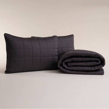 %100 Pamuk Saten Yatak Örtüsü 260x240 cm Antrasit - Lia Serisi - 2