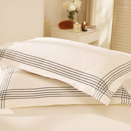 %100 Pamuk Saten 2'li Yastık Kılıfı Lacivert - Loe Serisi - 1