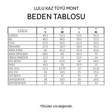 %100 Kaz Tüyü Mont Siyah S - Lulu Koleksiyonu - 6