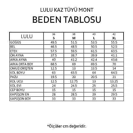 %100 Kaz Tüyü Mont Bej - Lulu Koleksiyonu - 7