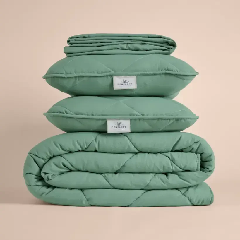 Microfiber Kumaş Çift Kişilik Yeşil Yastık Yorgan Seti - Colors in Comfort - Penelope