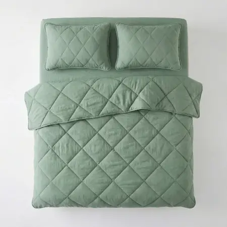 Microfiber Kumaş Çift Kişilik Yeşil Yastık Yorgan Seti - Colors in Comfort - 2