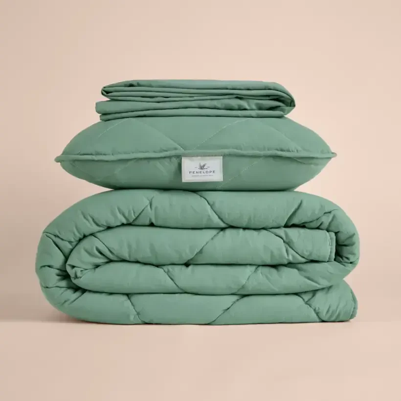 Microfiber Kumaş Tek Kişilik Yeşil Yastık Yorgan Seti - Colors in Comfort - Penelope
