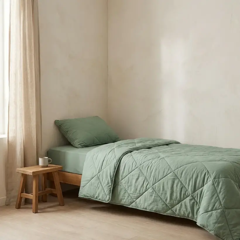 Microfiber Kumaş Tek Kişilik Yeşil Yastık Yorgan Seti - Colors in Comfort - 