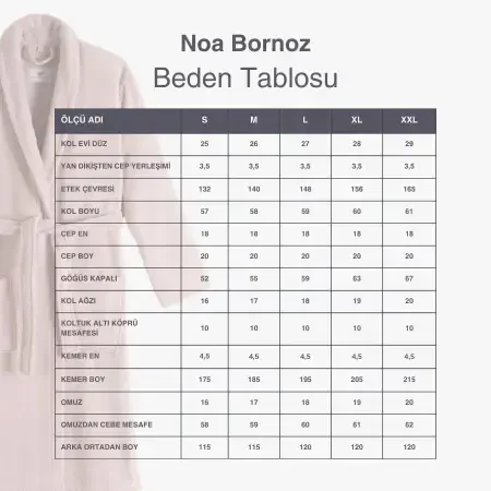 %100 Pamuk Bornoz M Pudra - Noa Serisi - 6