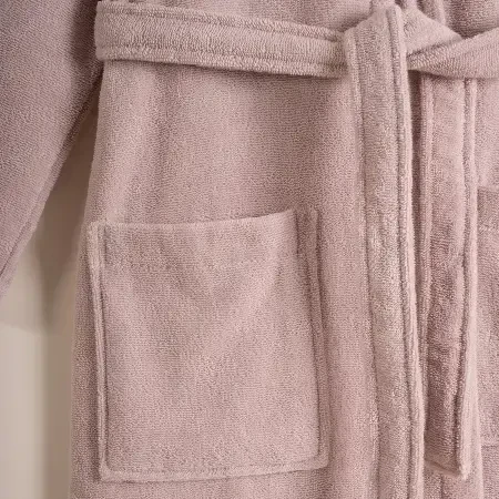 %100 Pamuk Bornoz XXL Pudra - Noa Serisi - 5