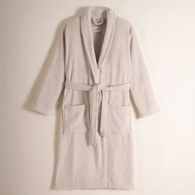 %100 Pamuk Bornoz Taş Rengi M - Noa Serisi - Penelope