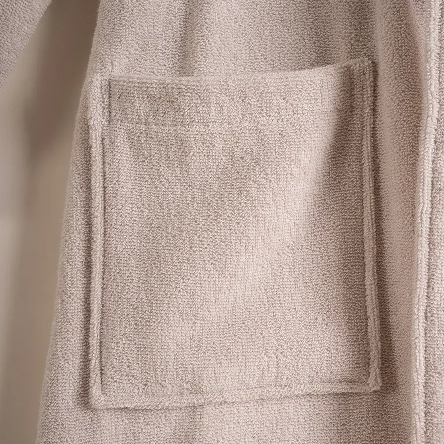 %100 Pamuk Bornoz Taş Rengi XXL - Noa Serisi - 4