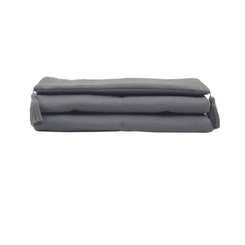 Nora Püsküllü Yatak Üzeri Runner 70x220 cm Koyu Gri - PENELOPE