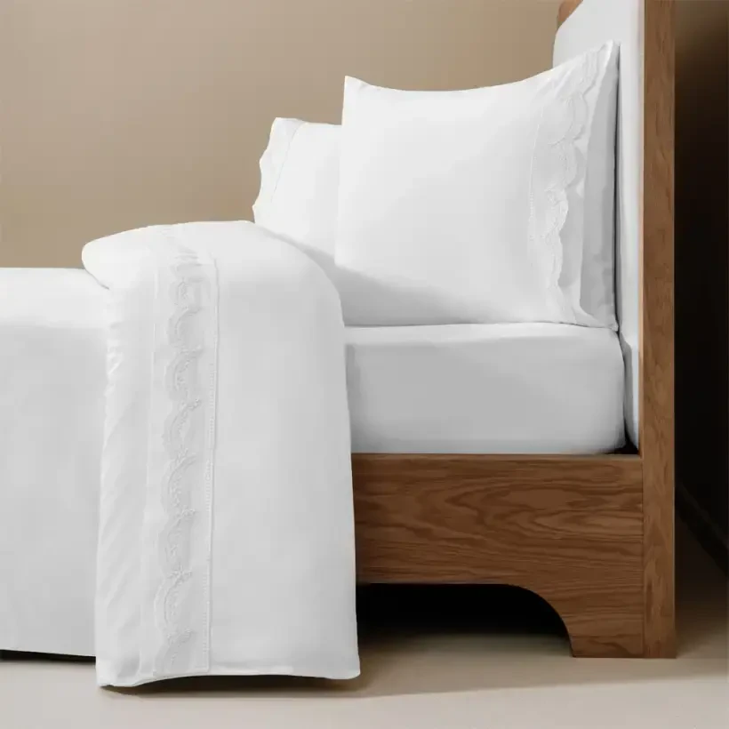 %100 Pamuk 200 TC Nevresim Takımı 240x220 cm Beyaz - Alba Serisi - PENELOPE