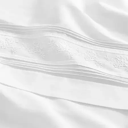 %100 Pamuk 200 TC Nevresim Takımı 240x220 cm Beyaz - Vera Serisi - 5