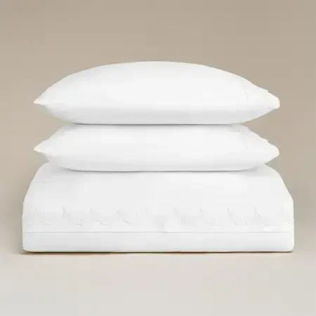 %100 Pamuk 200 TC Nevresim Takımı 260x240 cm Beyaz - Alba Serisi - 6