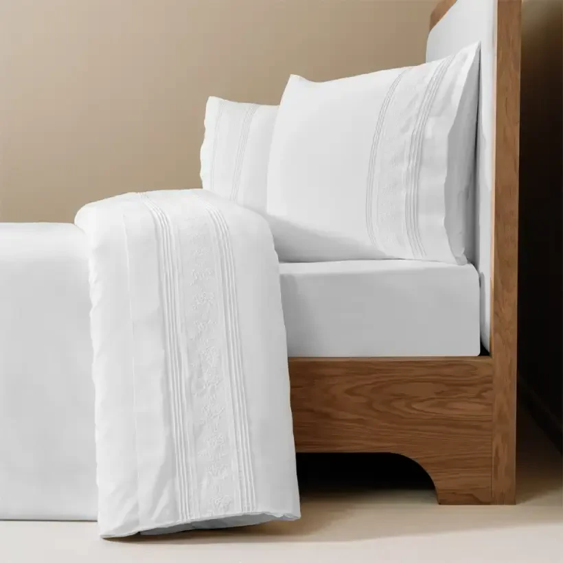 %100 Pamuk 200 TC Nevresim Takımı 260x240 cm Beyaz - Vera Serisi - PENELOPE