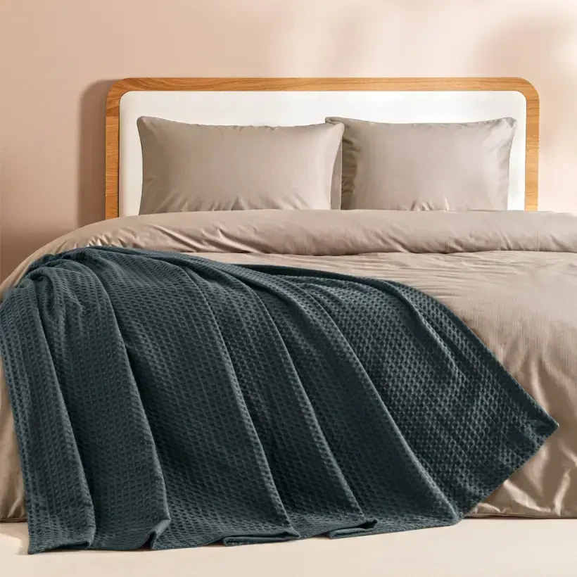 %100 Pamuk Çift Kişilik Pike 220x240 cm Antrasit - Lia Serisi - Penelope