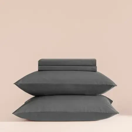 %100 Pamuk Percale Lastikli Çarşaf 100x200 cm Antrasit - Pure Serisi - Penelope