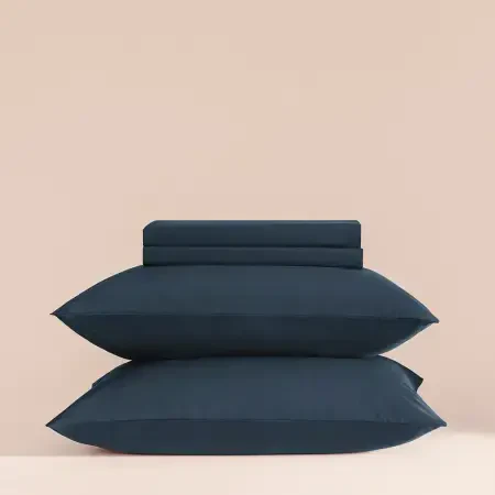 %100 Pamuk Percale Lastikli Çarşaf 100x200 cm Lacivert - Pure Serisi - 2