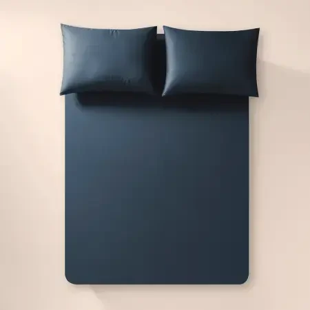 %100 Pamuk Percale Lastikli Çarşaf 100x200 cm Lacivert - Pure Serisi - 1