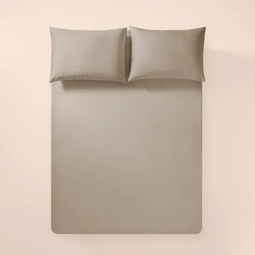 %100 Pamuk Percale Lastikli Çarşaf 200x200 cm Taş Rengi - Pure Serisi - Penelope