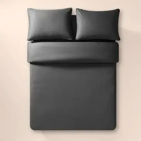 %100 Pamuk Percale Nevresim Seti 160x220 cm Antrasit - Pure Serisi - 3