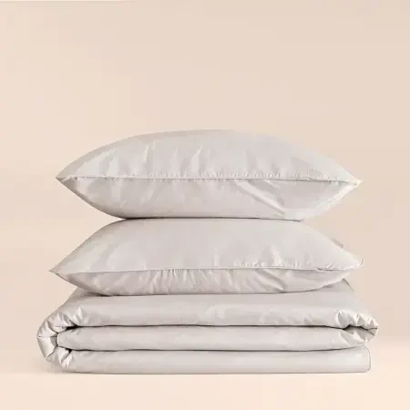 %100 Pamuk Percale Nevresim Seti 160x220 cm Gri - Pure Serisi - 2