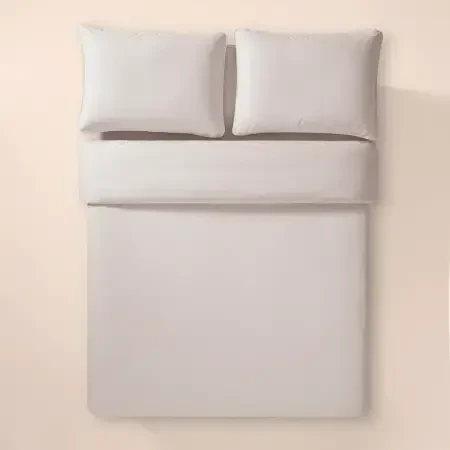 %100 Pamuk Percale Nevresim Seti 160x220 cm Gri - Pure Serisi - 3