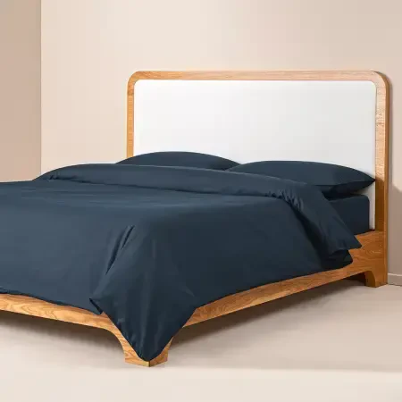 %100 Pamuk Percale Nevresim Seti 160x220 cm Lacivert - Pure Serisi - 1