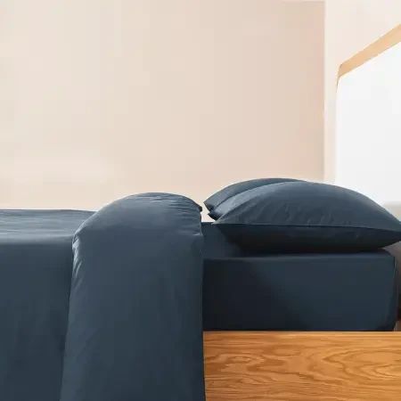 %100 Pamuk Percale Nevresim Seti 160x220 cm Lacivert - Pure Serisi - 7