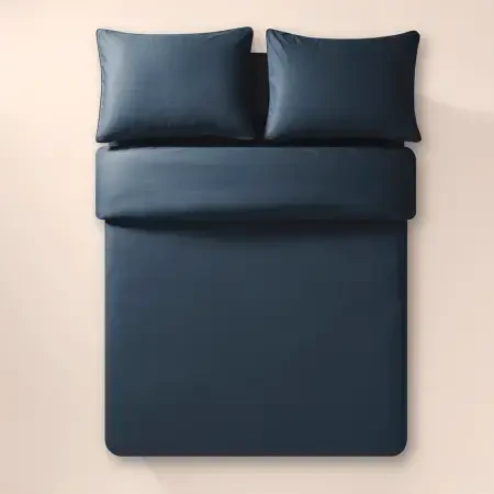 %100 Pamuk Percale Nevresim Seti 160x220 cm Lacivert - Pure Serisi - 3