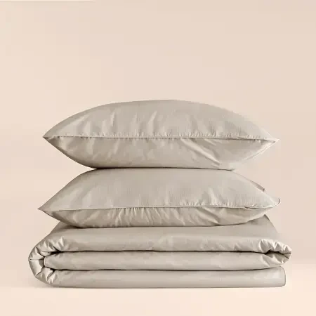 %100 Pamuk Percale Nevresim Seti 160x220 cm Taş Rengi - Pure Serisi - 2