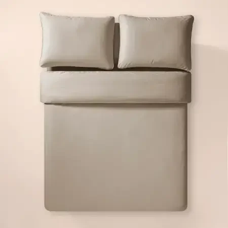 %100 Pamuk Percale Nevresim Seti 160x220 cm Taş Rengi - Pure Serisi - 3