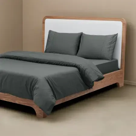 %100 Pamuk Percale Nevresim Seti 200x220 cm Antrasit - Juana Serisi - 9