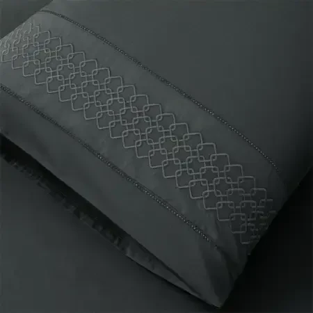 %100 Pamuk Percale Nevresim Seti 200x220 cm Antrasit - Juana Serisi - 3