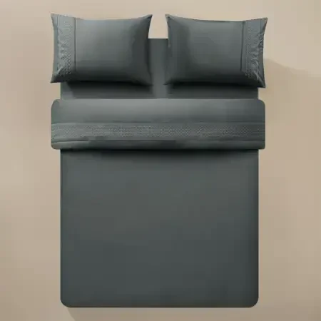 %100 Pamuk Percale Nevresim Seti 200x220 cm Antrasit - Juana Serisi - PENELOPE (1)