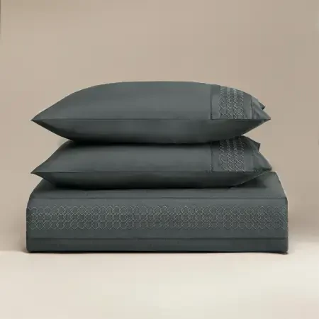 %100 Pamuk Percale Nevresim Seti 240x220 cm Antrasit - Juana Serisi - 6