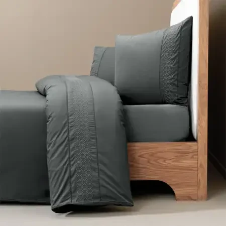 %100 Pamuk Percale Nevresim Seti 240x220 cm Antrasit - Juana Serisi - 1