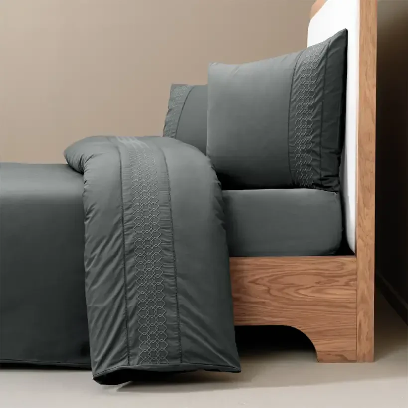 %100 Pamuk Percale Nevresim Seti 240x220 cm Antrasit - Juana Serisi - PENELOPE