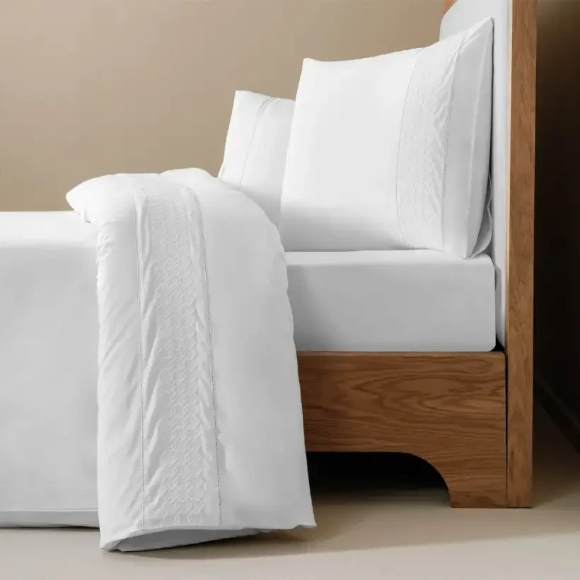 %100 Pamuk Percale Nevresim Seti 240x220 cm Beyaz - Juana Serisi - PENELOPE