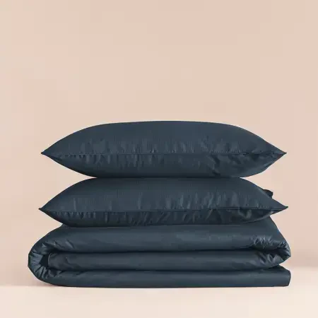 %100 Pamuk Percale Nevresim Seti 240x220 cm Lacivert - Pure Serisi - 2