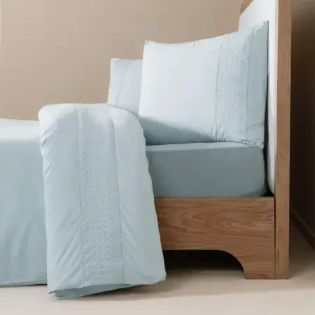 %100 Pamuk Percale Nevresim Seti 240x220 cm Mavi - Juana Serisi - 1