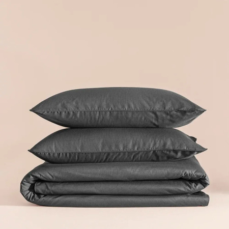 %100 Pamuk Percale Nevresim Seti Antrasit - Pure Serisi - 2