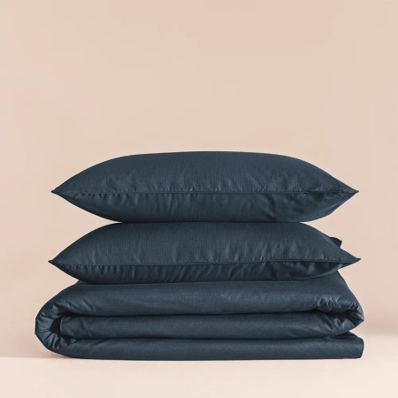 %100 Pamuk Percale Nevresim Seti Lacivert - Pure Serisi - 2