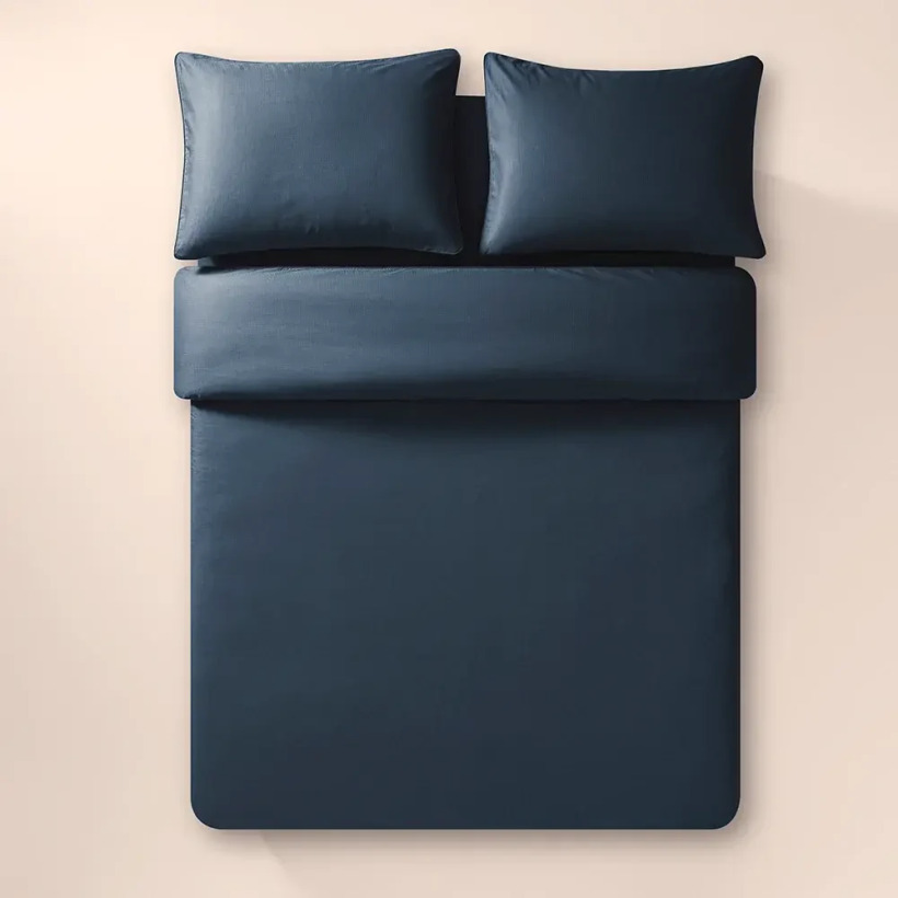 %100 Pamuk Percale Nevresim Seti Lacivert - Pure Serisi - 
