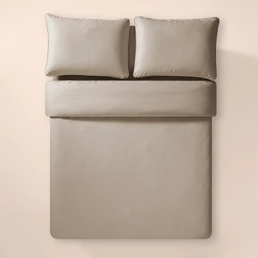 %100 Pamuk Percale Nevresim Seti Taş Rengi - Pure Serisi - 