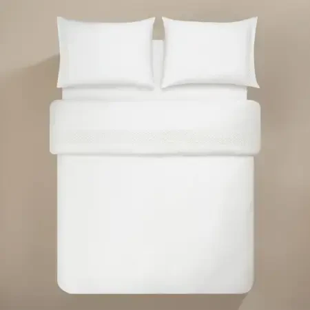 %100 Pamuk Saten Kumaş Nevresim Seti 200x220 cm Beyaz - Manuela Serisi - PENELOPE (1)